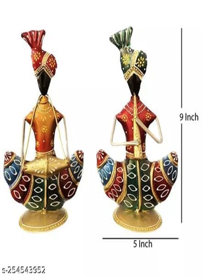 Vipron Metal Multicolour Musician Table Décor Showpiece Set of 2 - Image 2